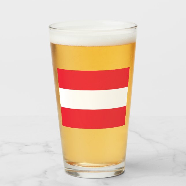 Copo De Pint Bandeira Austríaca (Áustria) Vidro (Frente (Preenchido))
