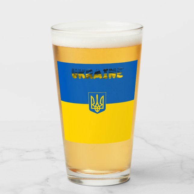 Copo De Pint Bandeira-casaco de armas da Ucrânia  (Frente (Preenchido))