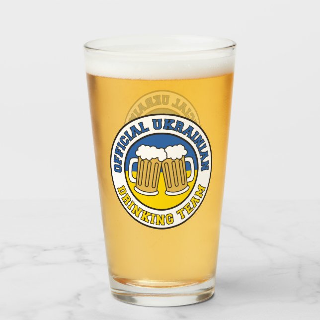 Copo De Pint Bandeira da Equipe Bebendo Ucraniana da Ucrânia (Frente (Preenchido))