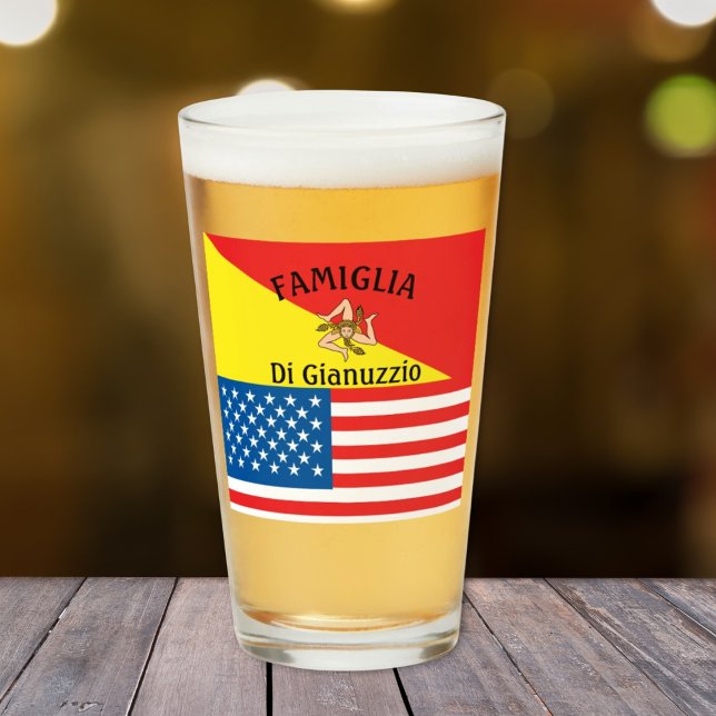 Copo De Pint Bandeira da Sicília-Americana (Flag of Sicily American Flag
Sicilian American Personalized
Glass Tumbler)