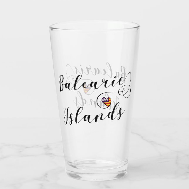 Copo De Pint Bandeira das Ilhas Baleares Heart, As Baleares (Verso)