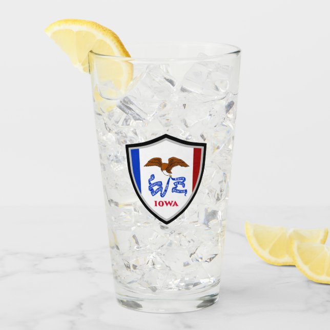 Copo De Pint Bandeira de Iowa (Gelo frontal)