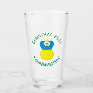 Copo De Pint Bandeira de Natal do Anjo Ucraniano com Texto Pers