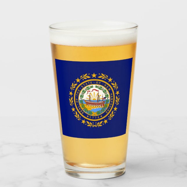 Copo De Pint Bandeira de New Hampshire (Frente (Preenchido))