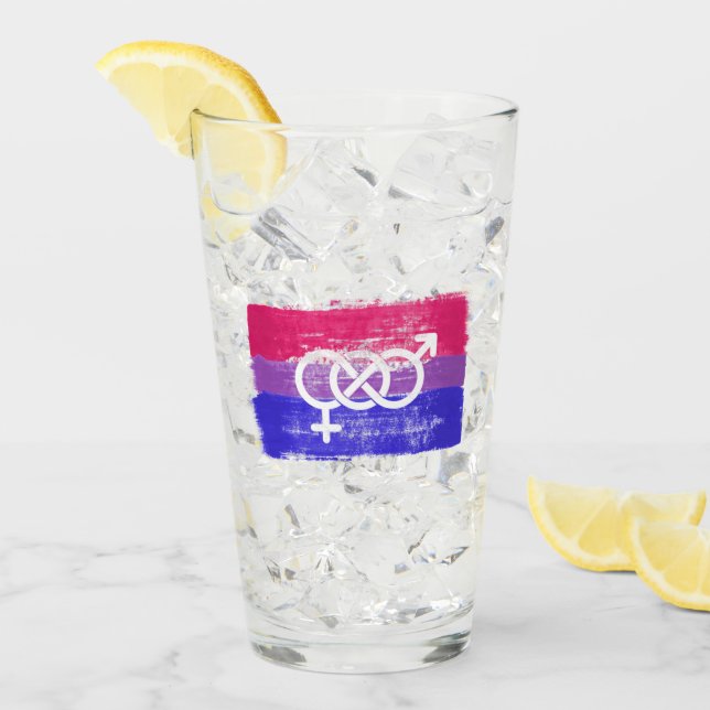 COPO DE PINT BANDEIRA DE ORGULHO SÍMBOLO BISSEXUAL PINTADA (Gelo frontal)