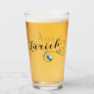 Copo De Pint Bandeira de Zürich em Heart, Zurique, Suiça