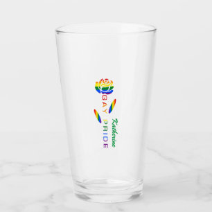 Copo De Pint Bandeira do Arco-íris Rosa Orgulho Gay Nome Person