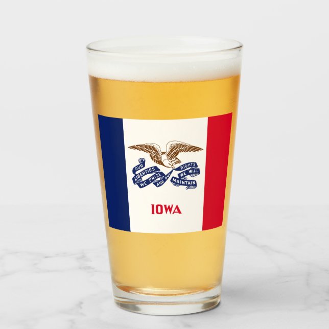 Copo De Pint Bandeira do Estado de Iowa (Frente (Preenchido))