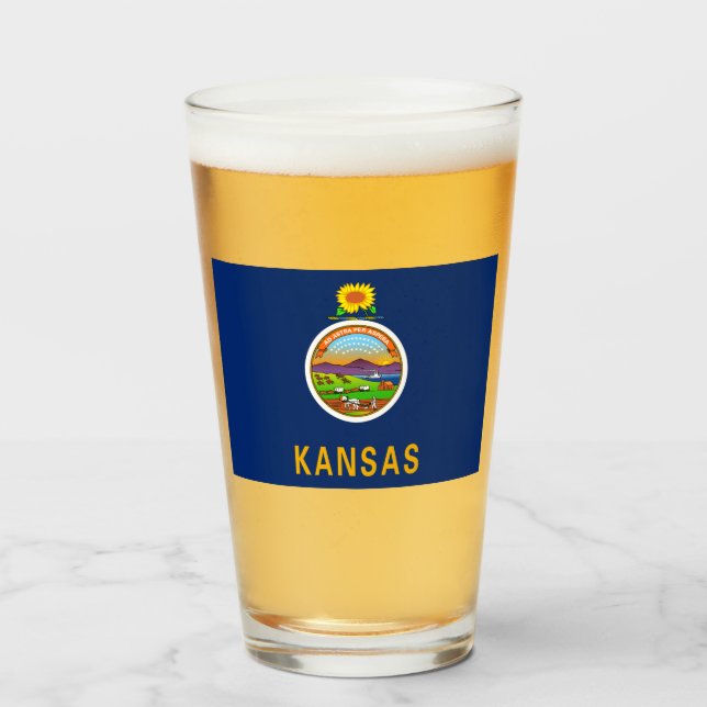Copo De Pint Bandeira do Estado do Kansas (Frente (Preenchido))
