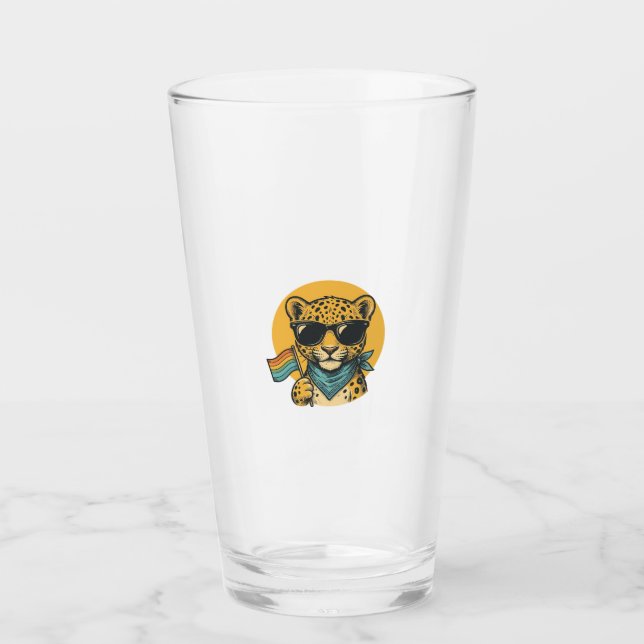 Copo De Pint Bandeira do Orgulho do Leopardo Arco-íris Design V (Frente)