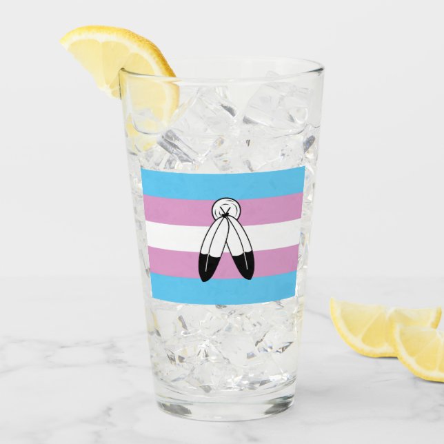 Copo De Pint Bandeira do Orgulho Trans Gêmeo Espírito (Gelo frontal)