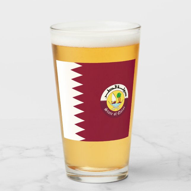 Copo De Pint Bandeira do Qatar - Emblem     (Frente (Preenchido))