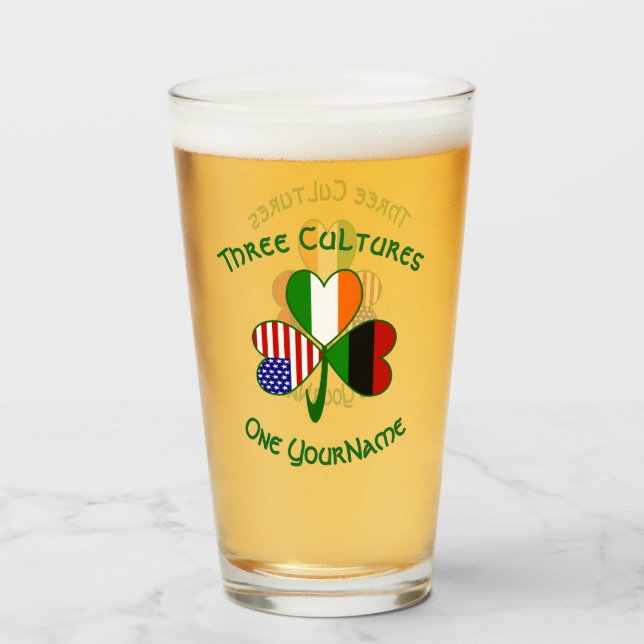 Copo De Pint Bandeira do Shamrock Irlandês Africano-Americano P (Frente (Preenchido))