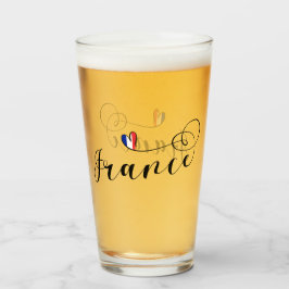 Copo De Pint Bandeira Francesa em Heart, França