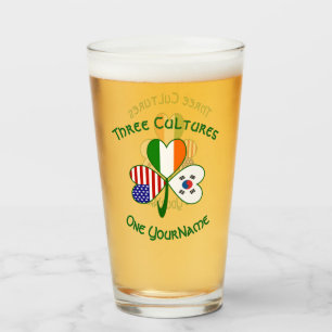 Copo De Pint Bandeira Irlandesa Americana Sul-Coreana Trevo Pes
