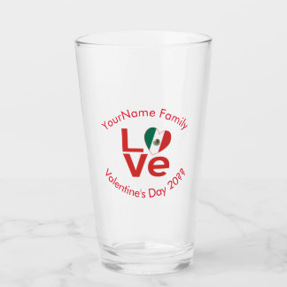 Copo De Pint Bandeira Mexicana Vermelho AMOR