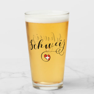 Copo De Pint Bandeira Suíça em Coração, Schweiz, Suiça