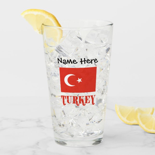 Copo De Pint Bandeira turca e Turquia personalizada (Gelo frontal)