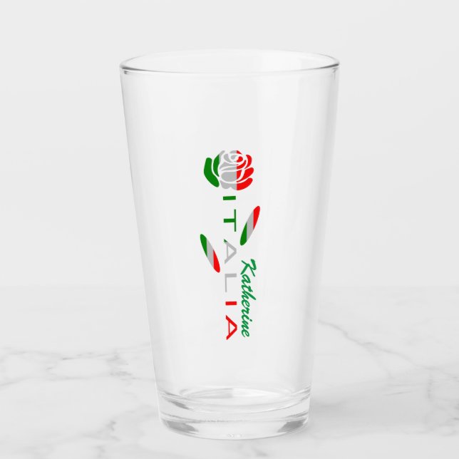Copo De Pint Bandiera d'Italia Rosa Personalized (Frente)