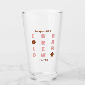 Copo De Pint Bar de Cold Brew Coral e Marrom Texto em Negrito