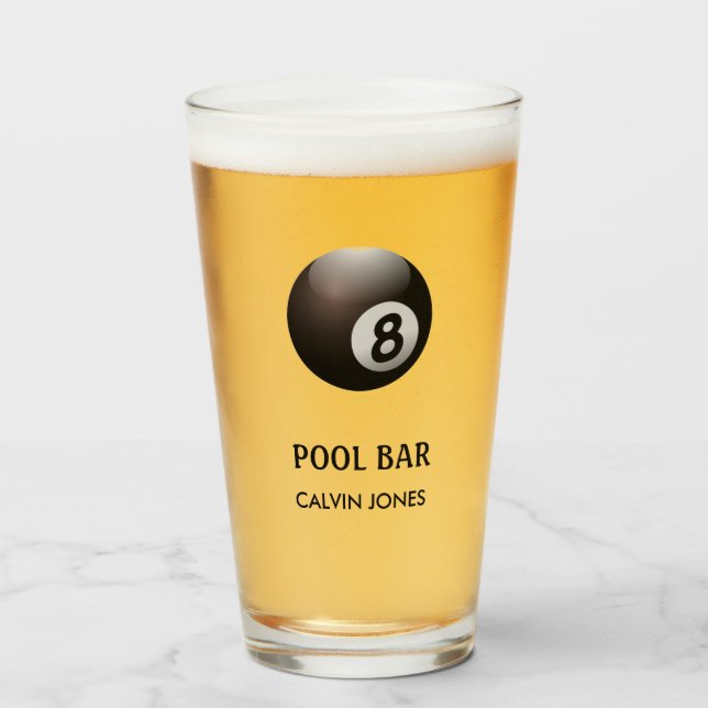 Copo De Pint Bar de piscina branco de oito bolas (Frente (Preenchido))