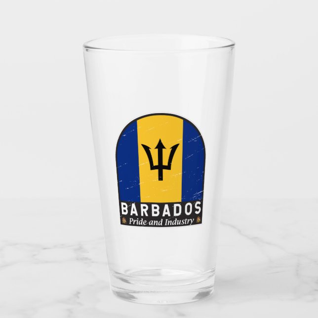 Copo De Pint Barbados Flag Emblem Distress Vintage (Frente)