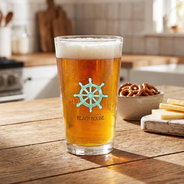 Copo De Pint Barco de Casa de Praia Timão Aqua Azul ID623 (Criador carregado)