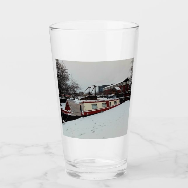 Copo De Pint Barco do Canal Vermelho e Creme (Frente)