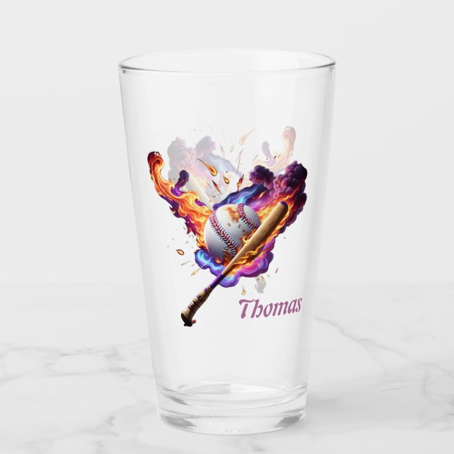 Copo De Pint Baseball no Fogo. (Frente)