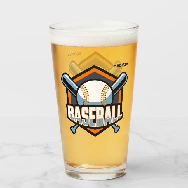 Copo De Pint Baseball Personalizado, Texto e Cores (Traseira (Preenchido))