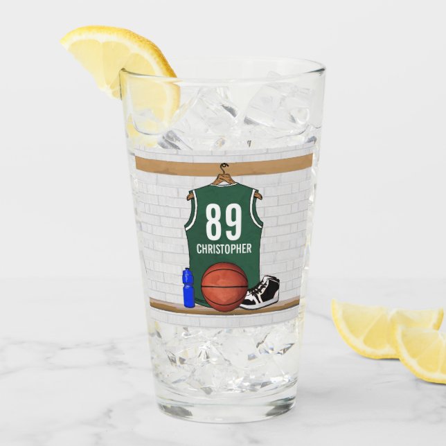 Copo De Pint Basquete Verde e Branco Personalizado (Gelo frontal)