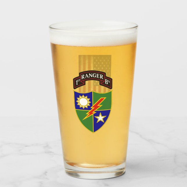 Copo De Pint Batalhão de 1ruas - 75º Regimento Ranger - Bandeir (Frente (Preenchido))
