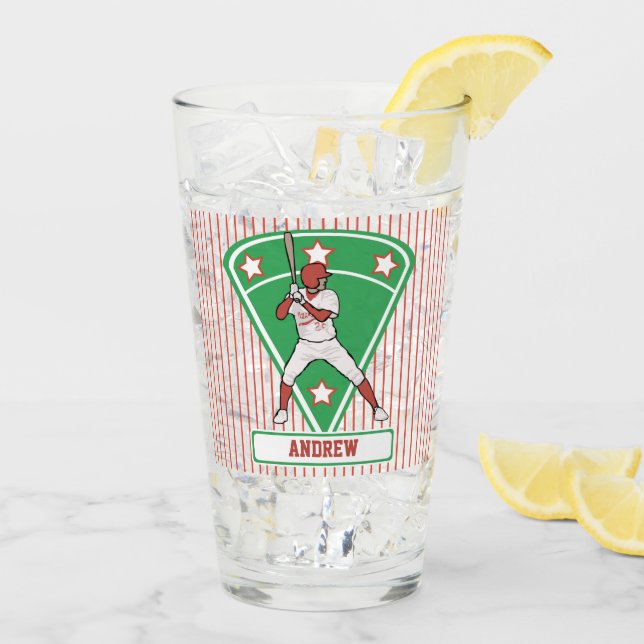 Copo De Pint Bateria de Baseball Personalizada Vermelha (Gelo traseiro)
