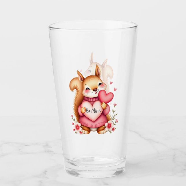 Copo De Pint Be Mine Squirrel Holding A Heart  (Frente)