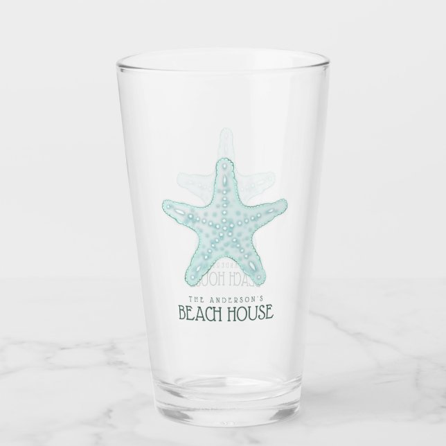 Copo De Pint Beach House Starfish Aqua Blue ID623 (Frente)