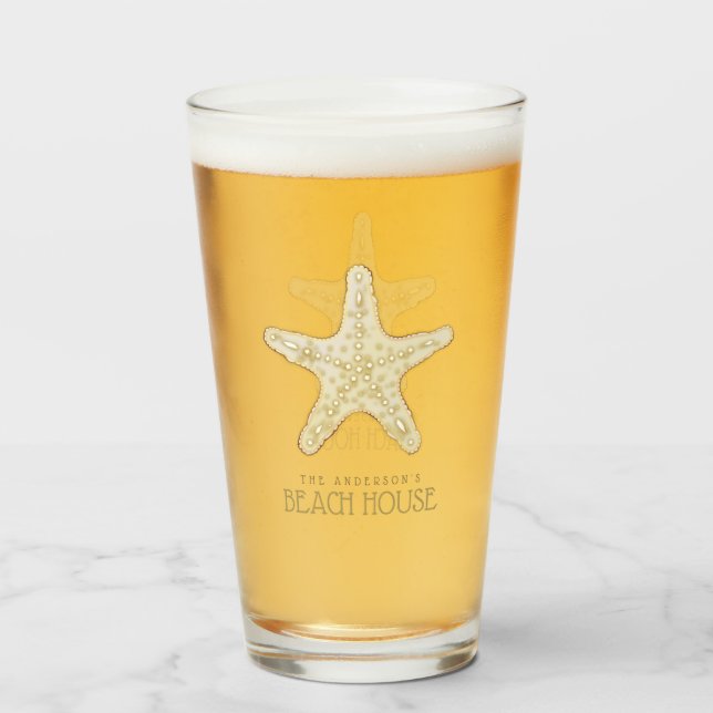 Copo De Pint Beach House Starfish Dourado ID623 (Traseira (Preenchido))