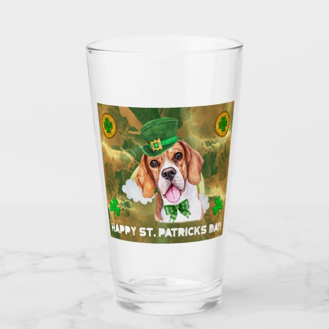 Copo De Pint Beagle Dourada Happy Rua. Patricks Da (Frente)