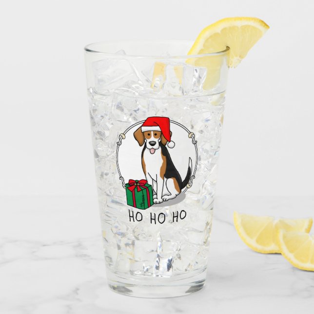 Copo De Pint Beagle Natal Santa Hat (triz cor 3) (Gelo traseiro)
