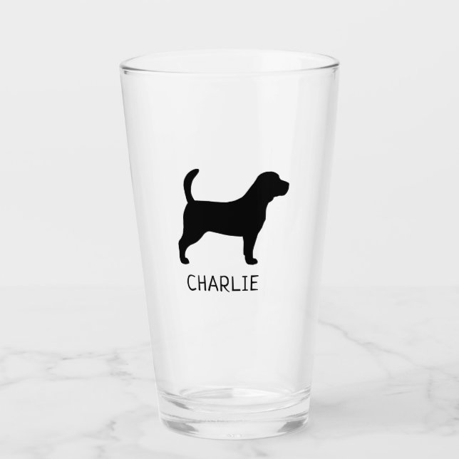 Copo De Pint Beagle Silhouette Personalised Dog Breed (Frente)