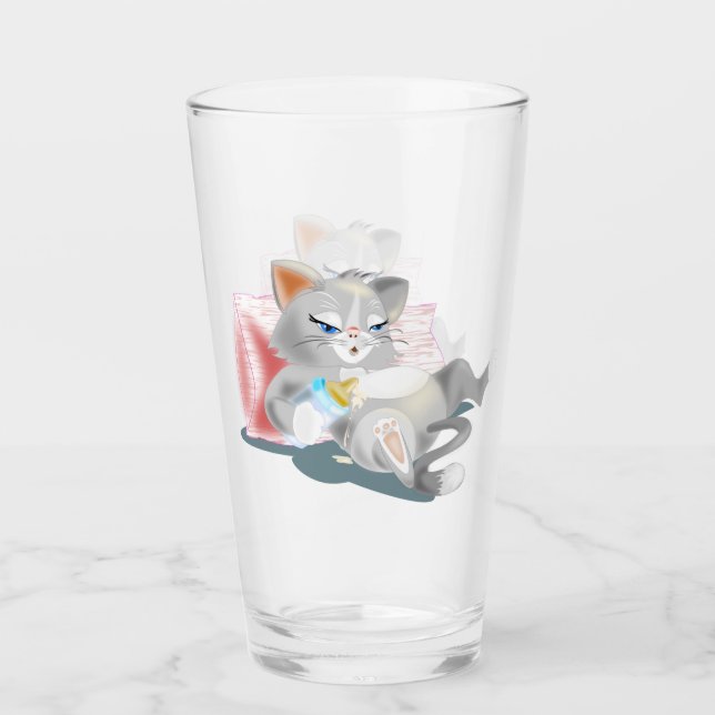 Copo De Pint Bebê Gato Vidro Engraçado (Frente)