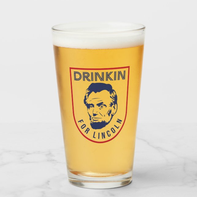 Copo De Pint Bebendo para Lincoln 4 de julho (Frente (Preenchido))