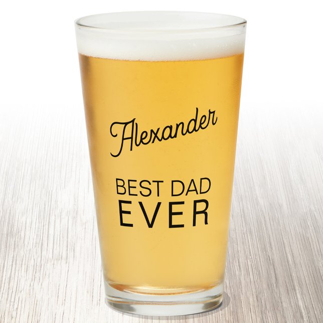 Copo De Pint Beer de Nome Personalizado do Melhor Pai (Personalized name Best Dad Ever beer glass)