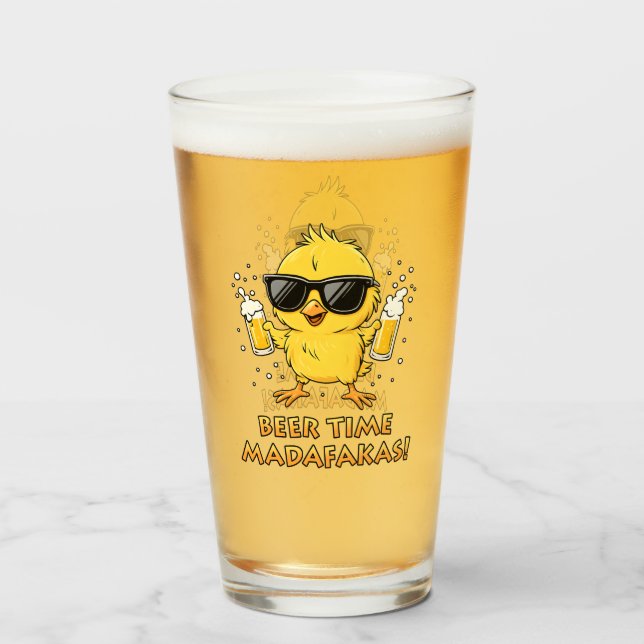 Copo De Pint Beer Time Madafakas Meme Pato Goose Retro (Frente (Preenchido))