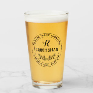 Copo De Pint Belo Padrinho de casamento Leafath Vintage Monogra