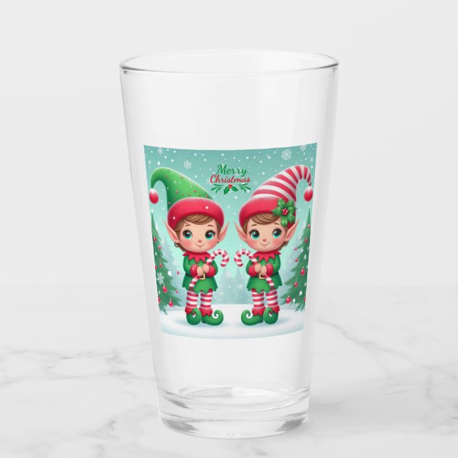 Copo De Pint Belos elfos de Natal (Frente)
