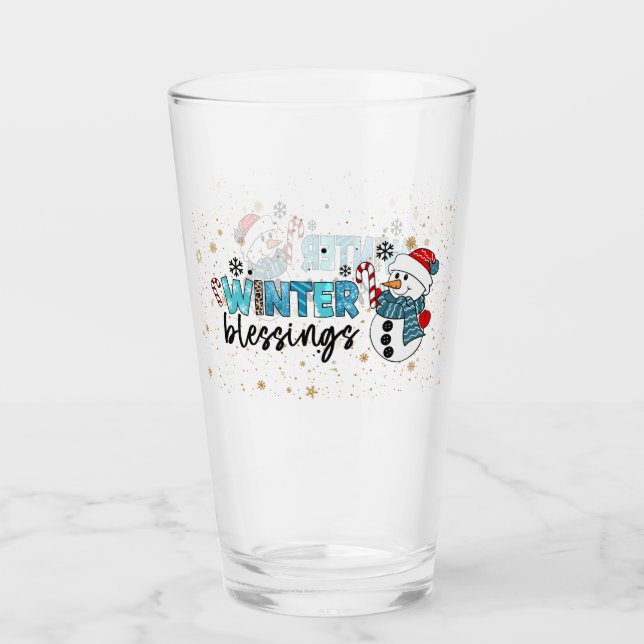 Copo De Pint Bênçãos do inverno Personalizam (Frente)