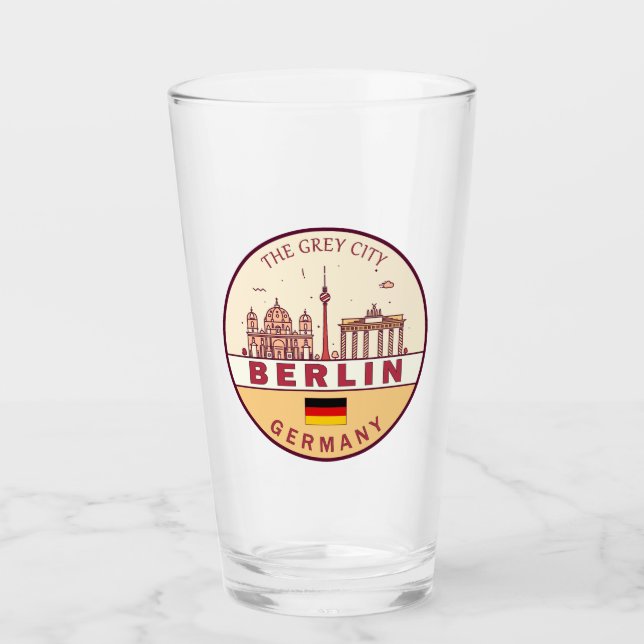 Copo De Pint Berlim Alemanha Cidade Skyline Emblem (Frente)