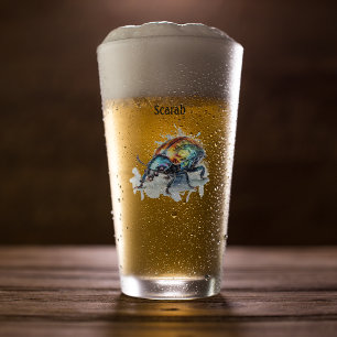 Copo De Pint Besouro Iridescente em Aquarela, personalizado