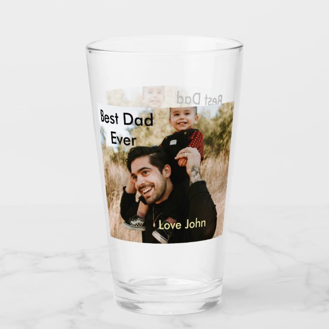 Copo De Pint Best dad ever father's dad gift photo name simple  (Frente)