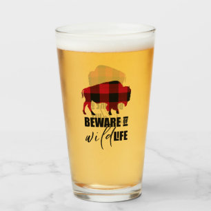 Copo De Pint Beware a xadrez selvagem ID669 do búfalo da vida
